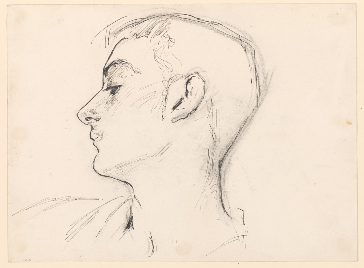 Hlava mladého muže (Albert de Belleroche) z profilu od John Singer Sargent