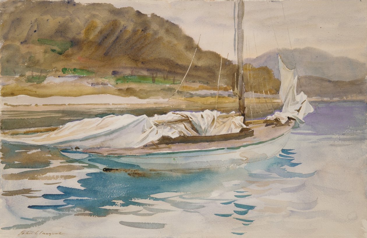 Idle Sails, 1913 (wc a grafit na bílém tkaném papíře) od John Singer Sargent