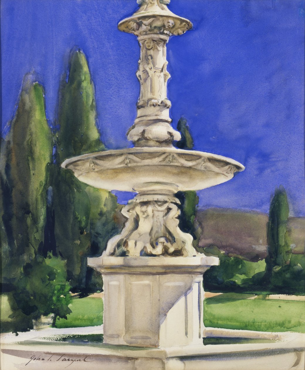 Mramorová fontána v Itálii, ca. 1907. od John Singer Sargent