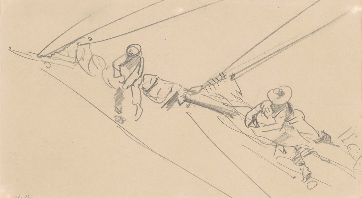 Muži na ráfku, kolem roku 1876 (grafit na tkaném papíře) od John Singer Sargent