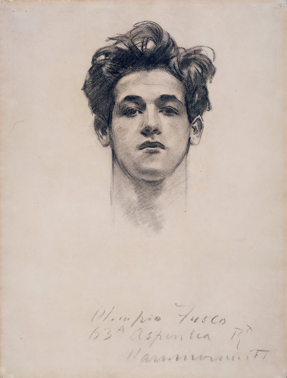 Olimpio Fusco, cca 1900-10 (uhlí a pahýl na papíře) od John Singer Sargent