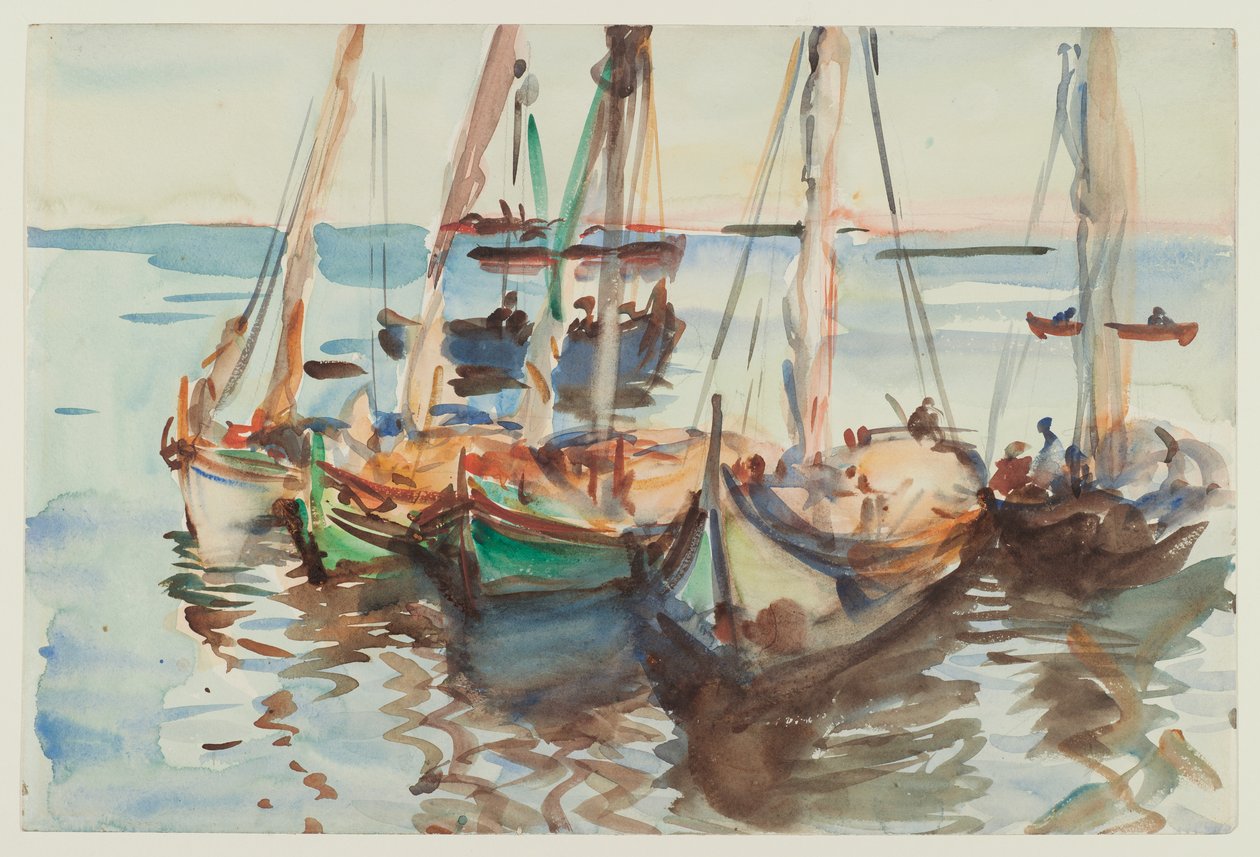 Portugalské lodě, c.1902-03 (wc na papíře) od John Singer Sargent