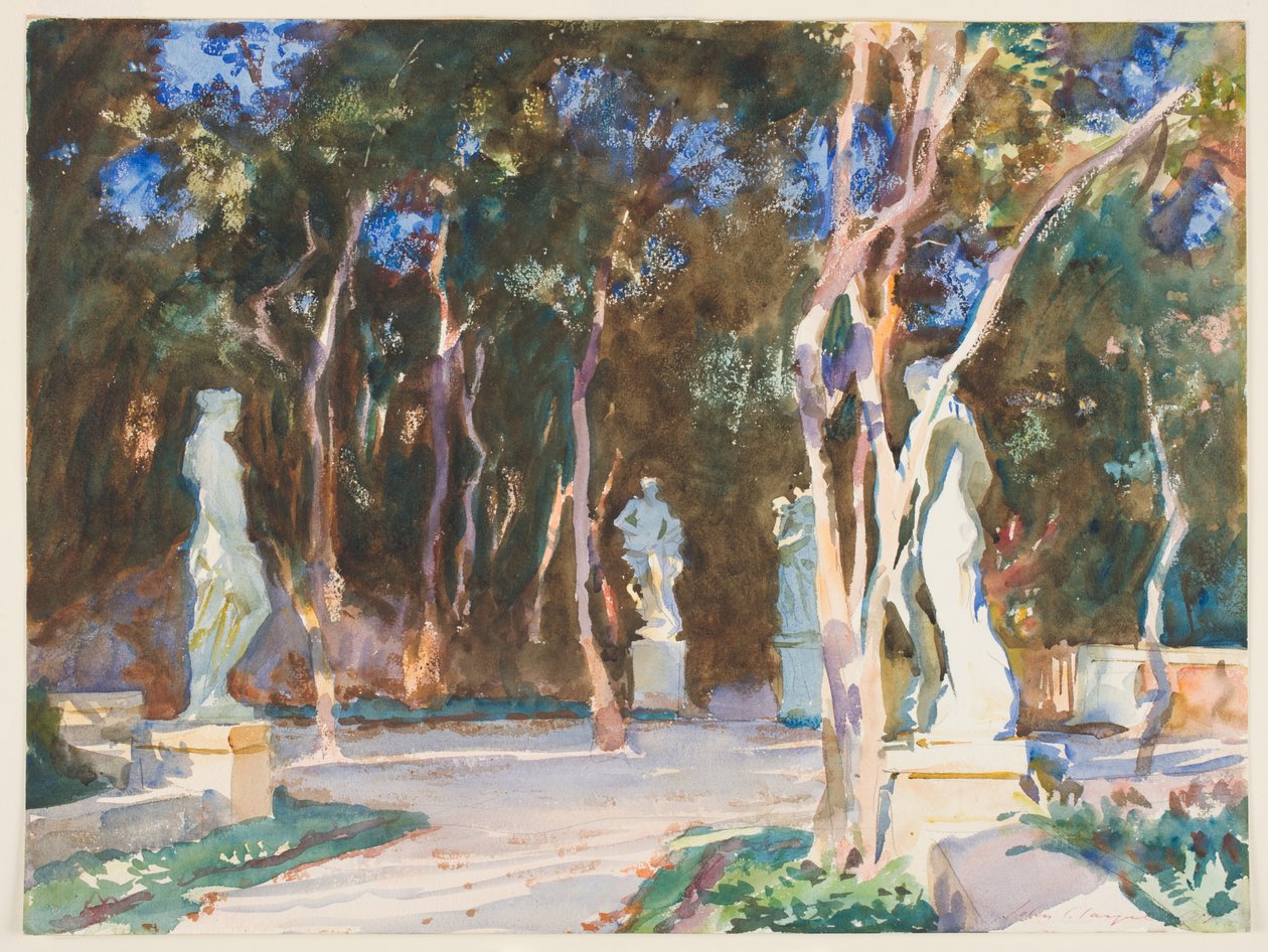 Shady Paths, Vizcaya (wc nad grafitem na papíře) od John Singer Sargent