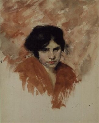 Náčrt hlavy a ramen ženy (akvarel na papíře) od John Singer Sargent