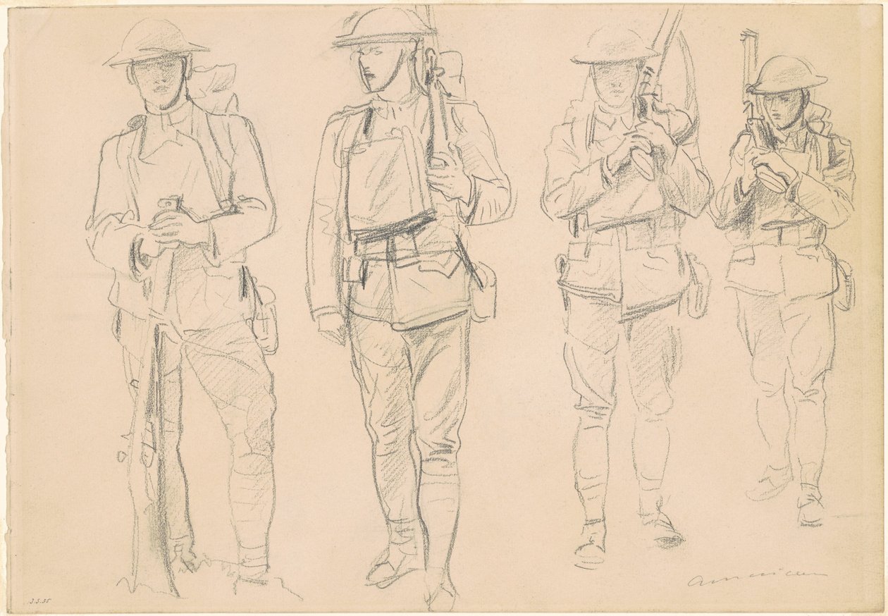 Studie pro "Vstup do války" [recto] od John Singer Sargent