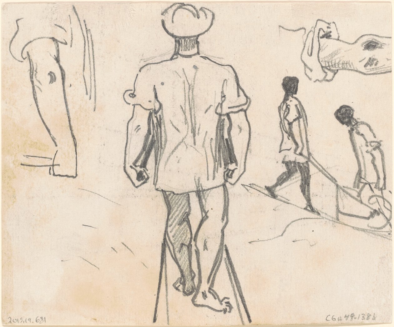 Studie sedláků s trakaři [verso], 1870-1872. od John Singer Sargent