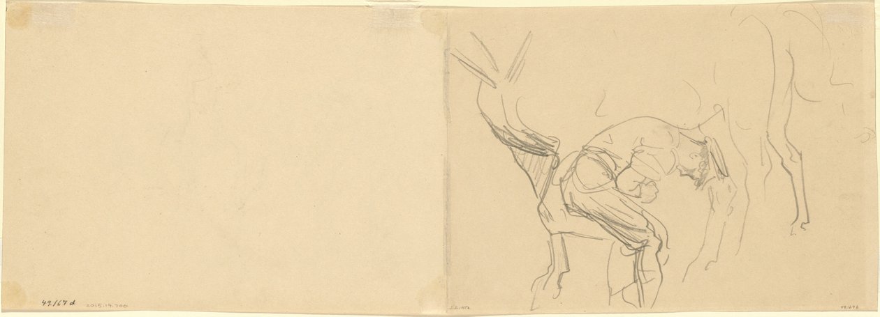 Studie pro podkování kalvárských koní na frontě [verso], 1918. od John Singer Sargent