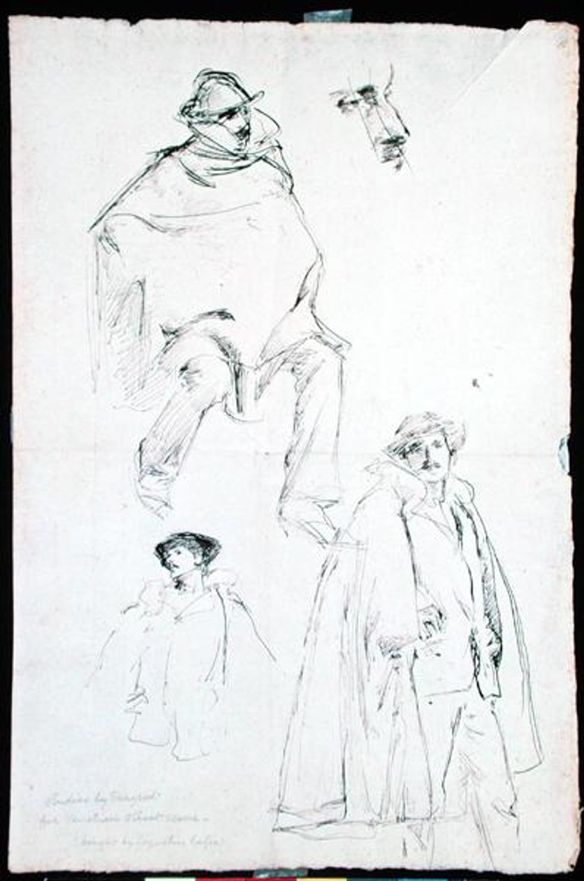 Studie pro benátskou pouliční scénu (inkoust na papíře) od John Singer Sargent