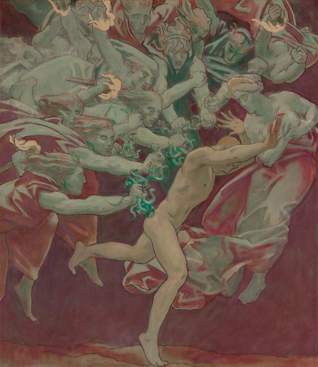 Studie pro Museum of Fine Arts, Boston, Nástěnné malby: Orestes and the Furies od John Singer Sargent
