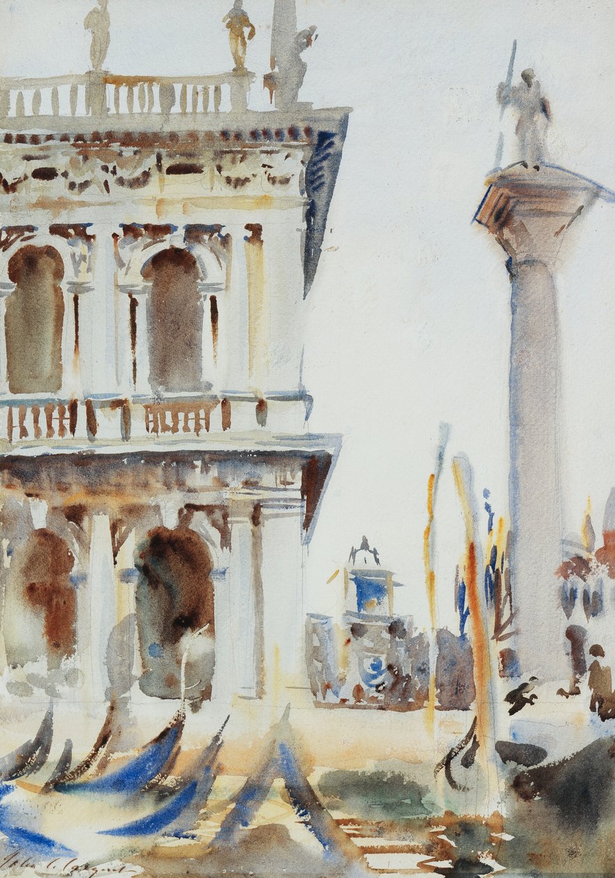 Roh Libreria, se sloupem sv. Theodora, Benátky, 1904 od John Singer Sargent