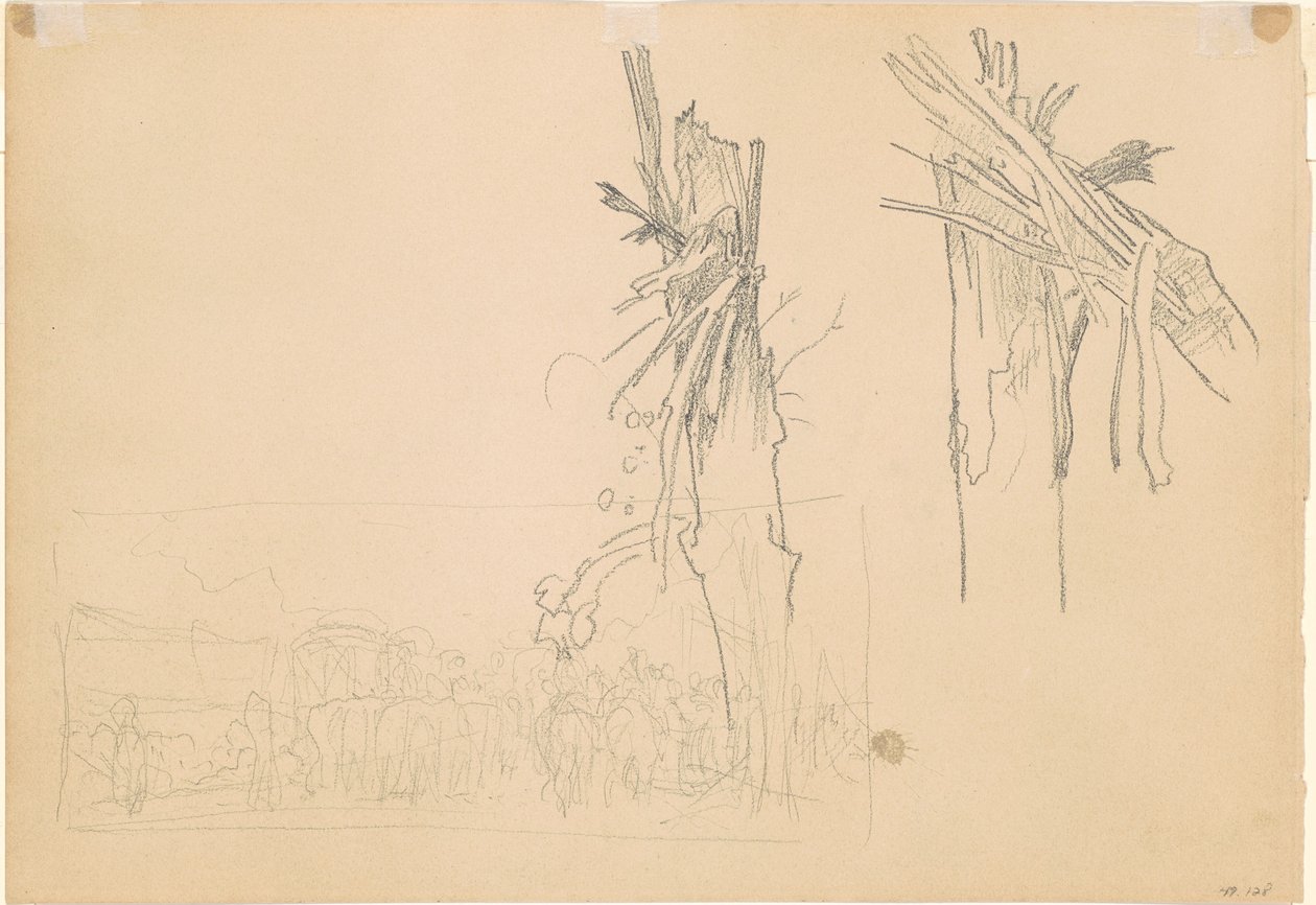Dva rozbité stromy a studie pro cestu [verso], 1918. od John Singer Sargent