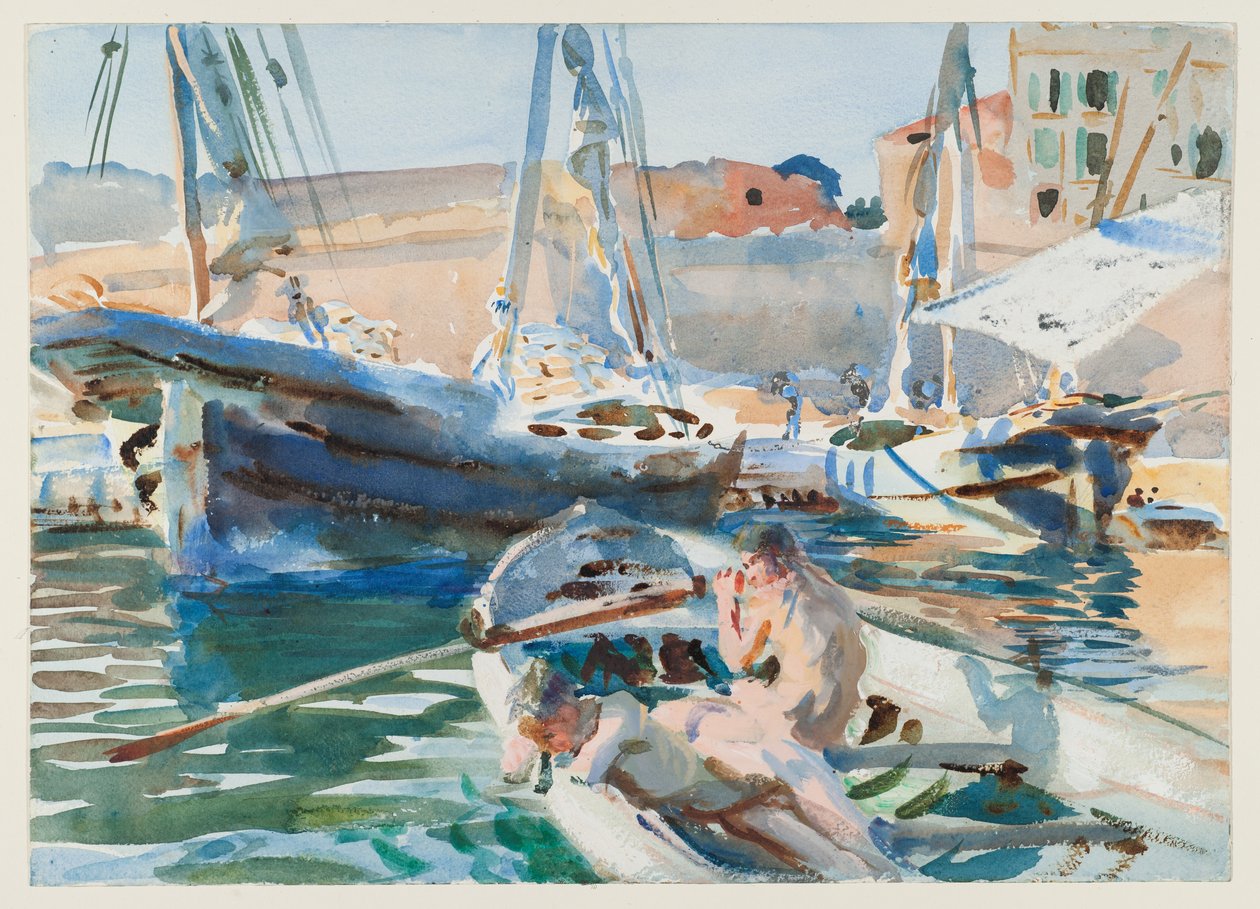 Vykládání sádry, cca 1905 (wc na papíře) od John Singer Sargent