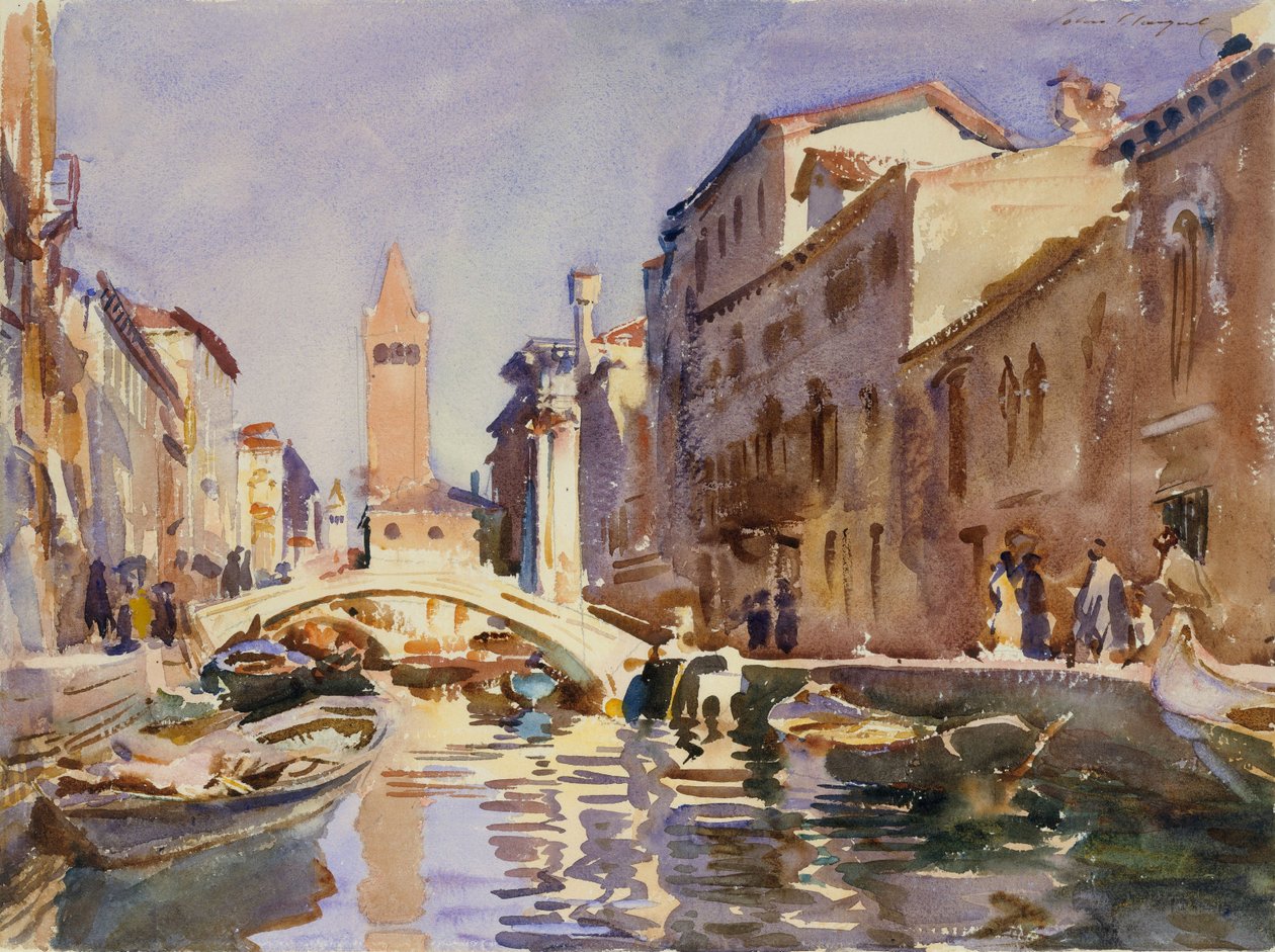 Benátský kanál, 1913 (wc a grafit na špinavě bílém tkaném papíře) od John Singer Sargent