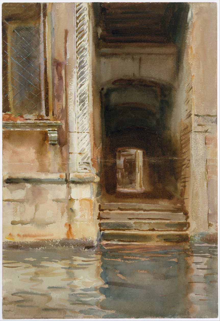 Venetian Passageway, cca 1905 (wc, kvaš a grafit na bílém tkaném papíře) od John Singer Sargent
