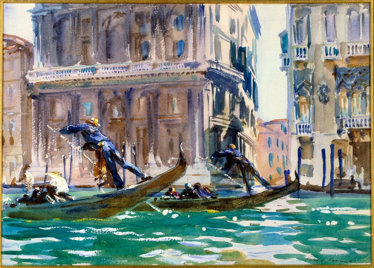 Pohled na Canal Grande v Benátkách, akvarel od Johna Singera Sargenta (1856-1925) (ek.hořký) kolem roku 1906 Paříž, musee du petit Palais - Pohled na Canal Grande v Benátkách (také nazývaný „Na kanálu“) . Akvarel od Johna Singera Sargenta (1856-1925) (Amer od John Singer Sargent
