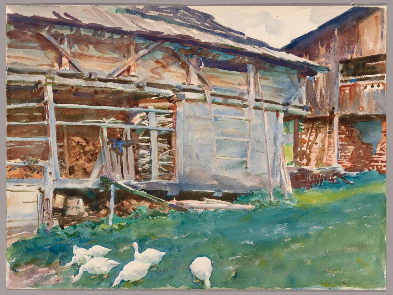 Dřevěné kůlny, Tyrolsko od John Singer Sargent