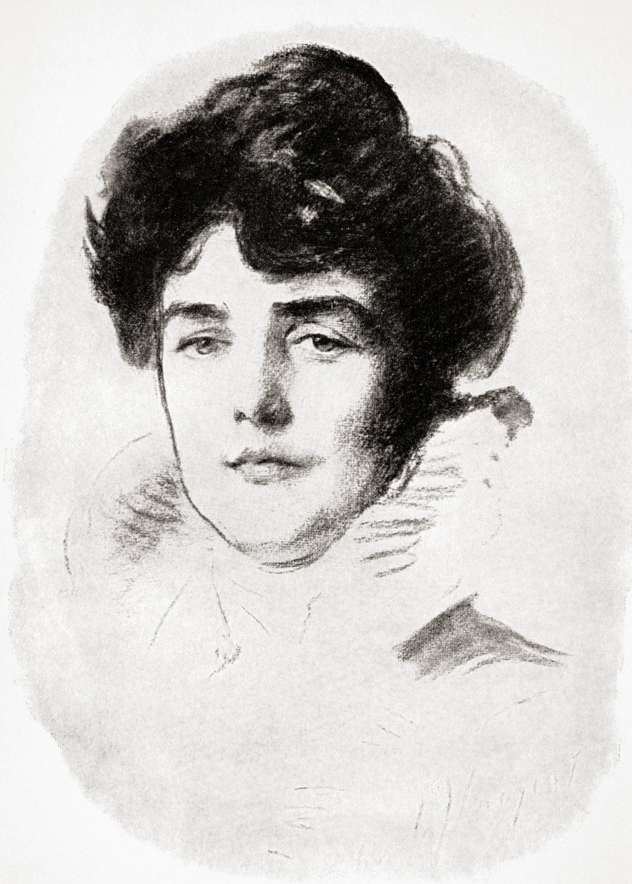 Jeanette Jennie Jerome, lady Randolph Churchill a matka sira Winstona Churchilla, z A Roving Commission by Winston S. Churchill pub. od Scribners, 1930 od John Singer after Sargent