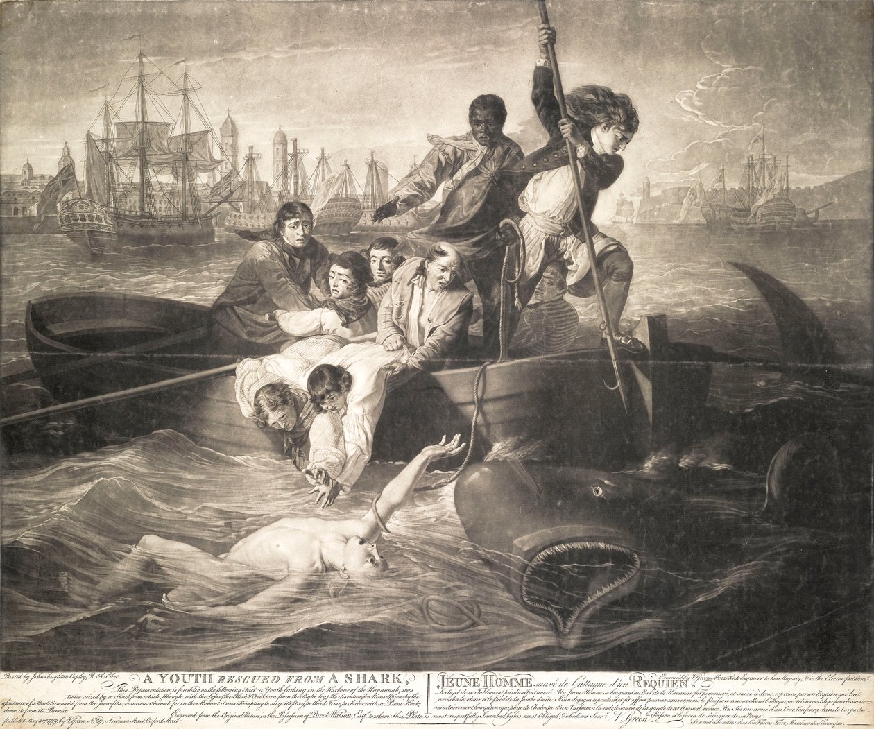 Mladík zachráněný před žralokem od John Singleton (after) Copley