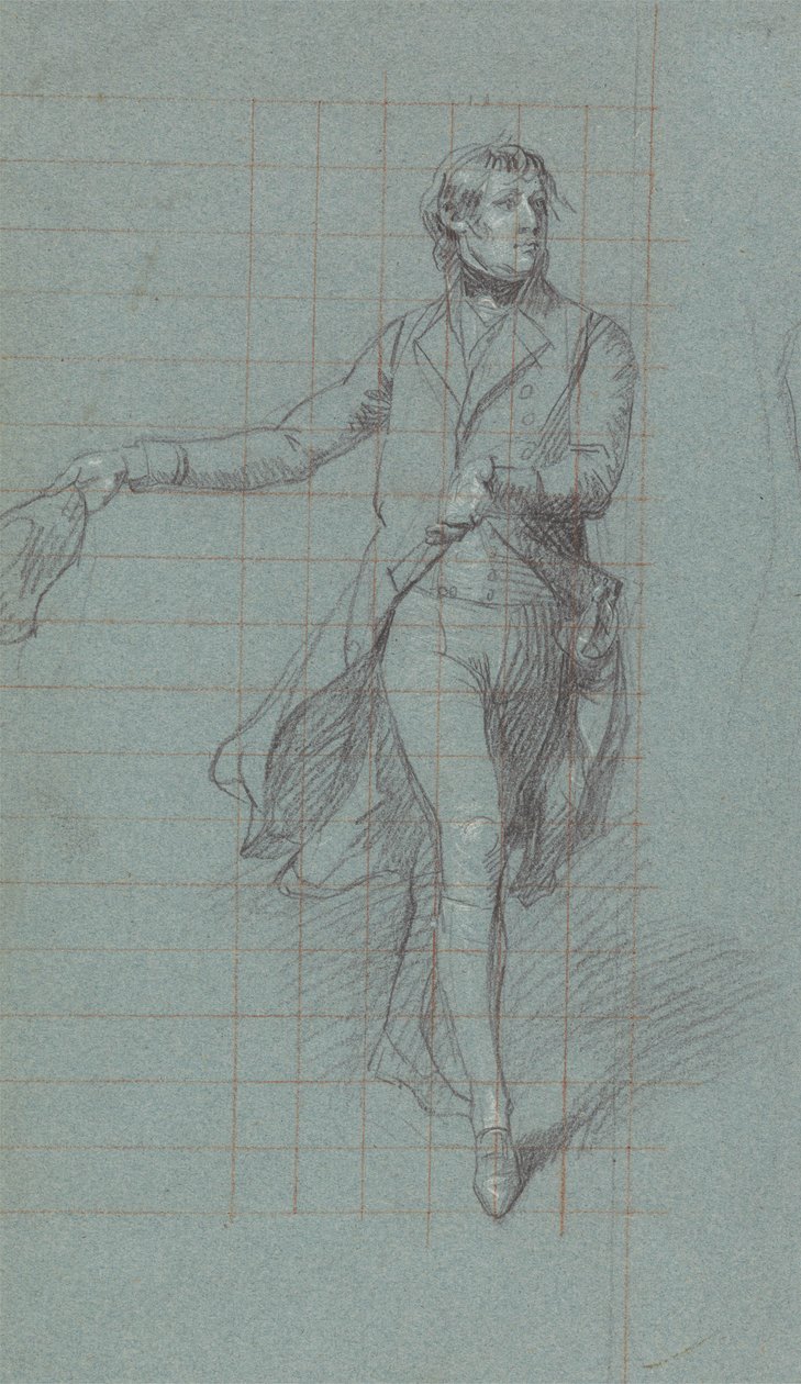 Kapitán W. Fairfax, figurální studie k obrazu Vítězství lorda Duncana (černá křída, zvýrazněná bílou na modrém papíře) od John Singleton Copley