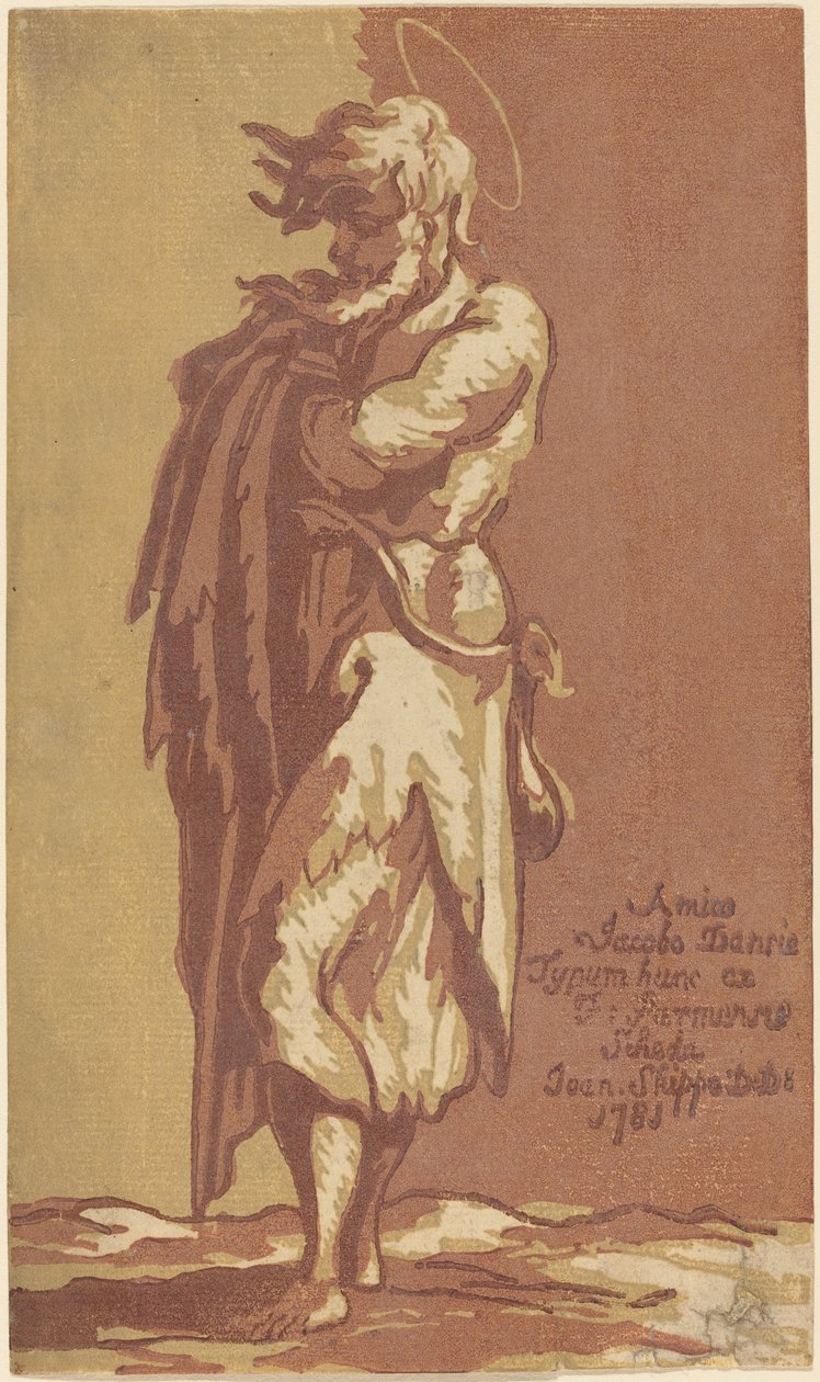 Muž stojící svatý se založenýma rukama čelem doleva od John Skippe after Parmigianino