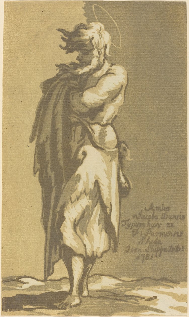 Muž stojící svatý se založenýma rukama čelem doleva od John Skippe after Parmigianino