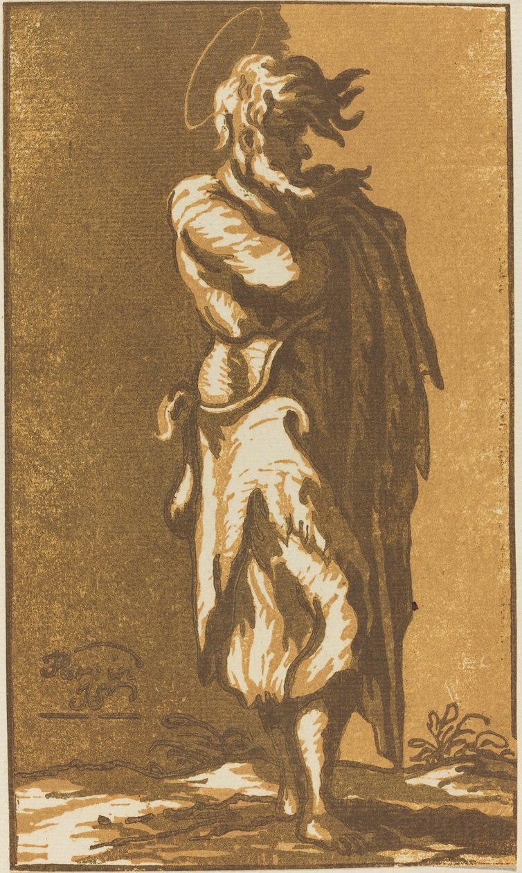 Mužský svatý stojící se založenýma rukama, čelem doprava od John Skippe after Parmigianino