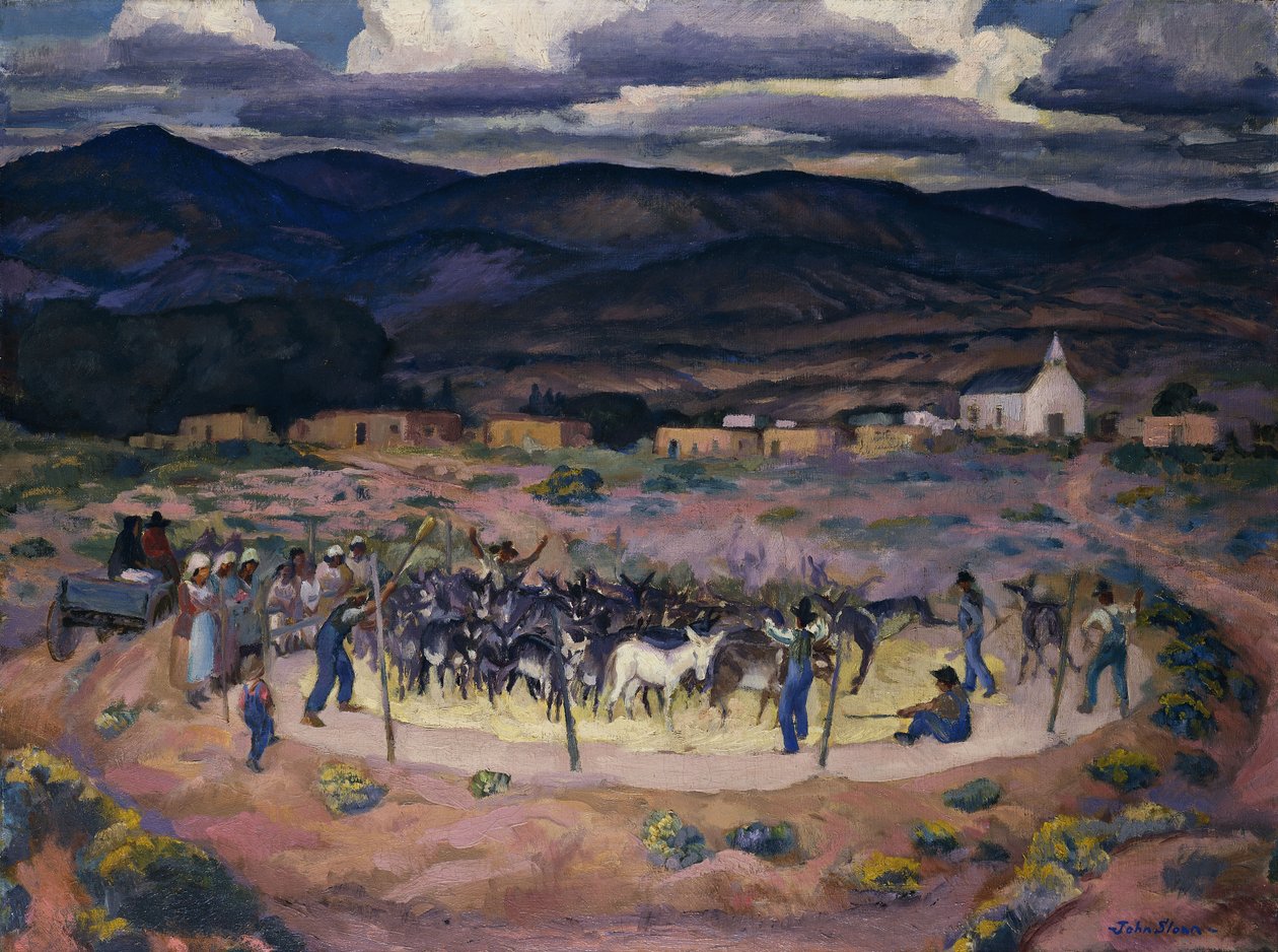 Burros mlácení od John French Sloan