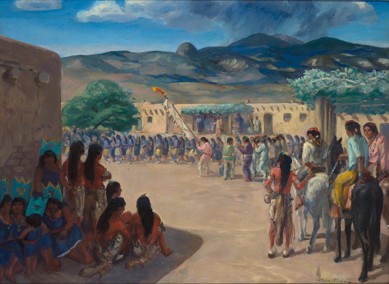 Tanec v Cochiti Pueblo, Nové Mexiko od John French Sloan