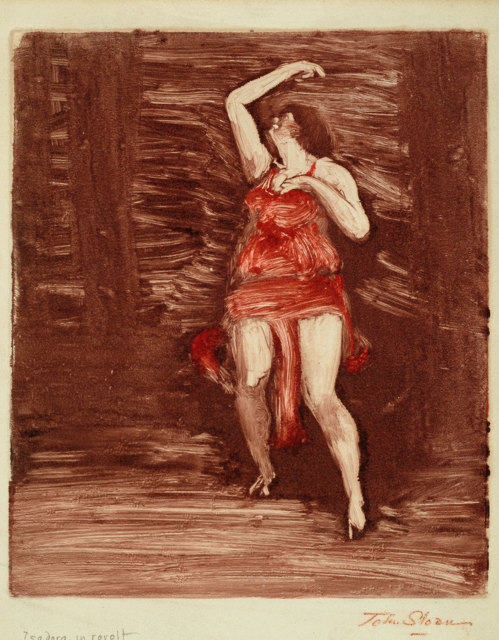 Isadora in Revolt, c.1915 (monotyp na papíře) od John French Sloan