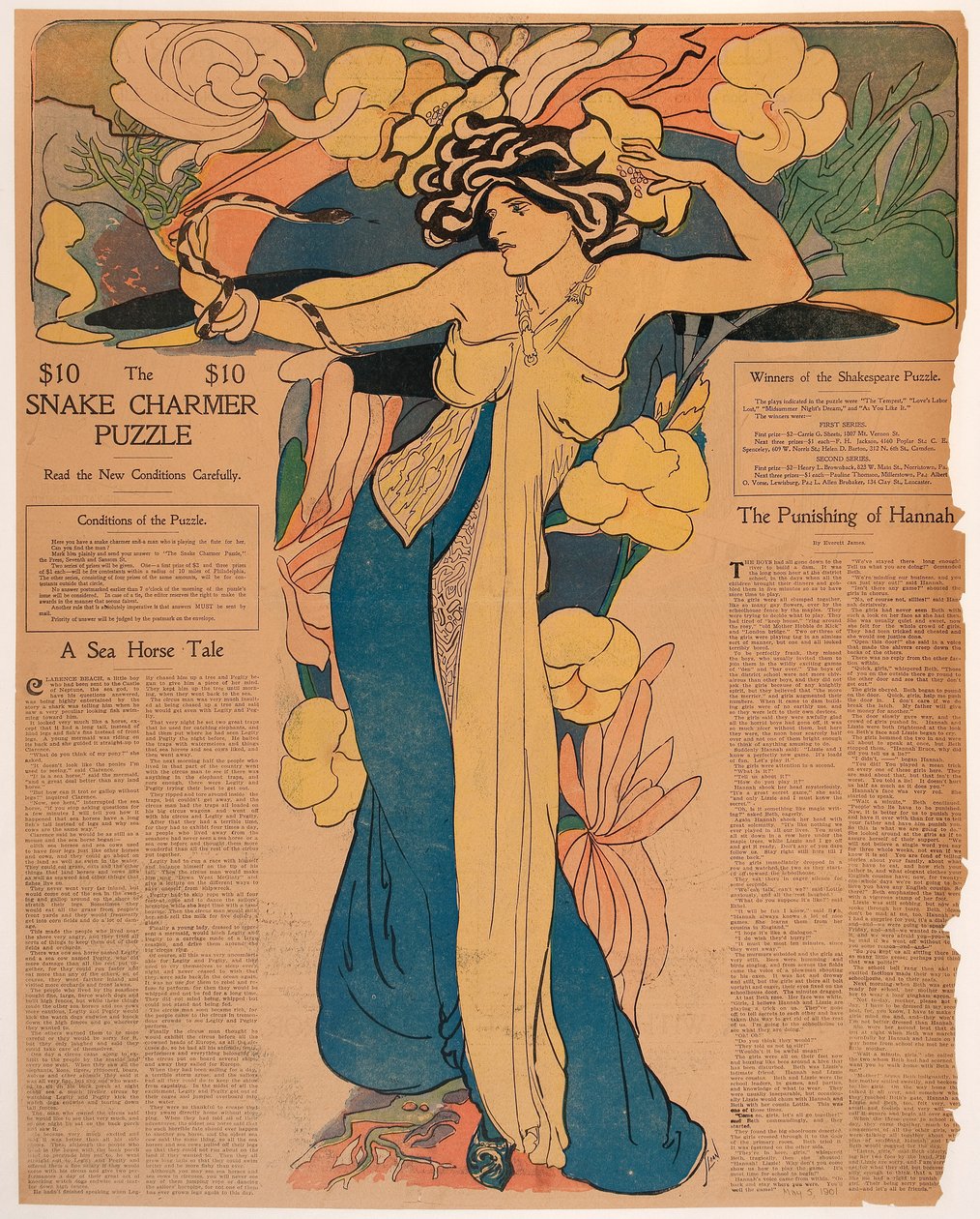 Puzzle Zaklínač hadů (inkoust a akvarel, barevná reprodukce) od John French Sloan