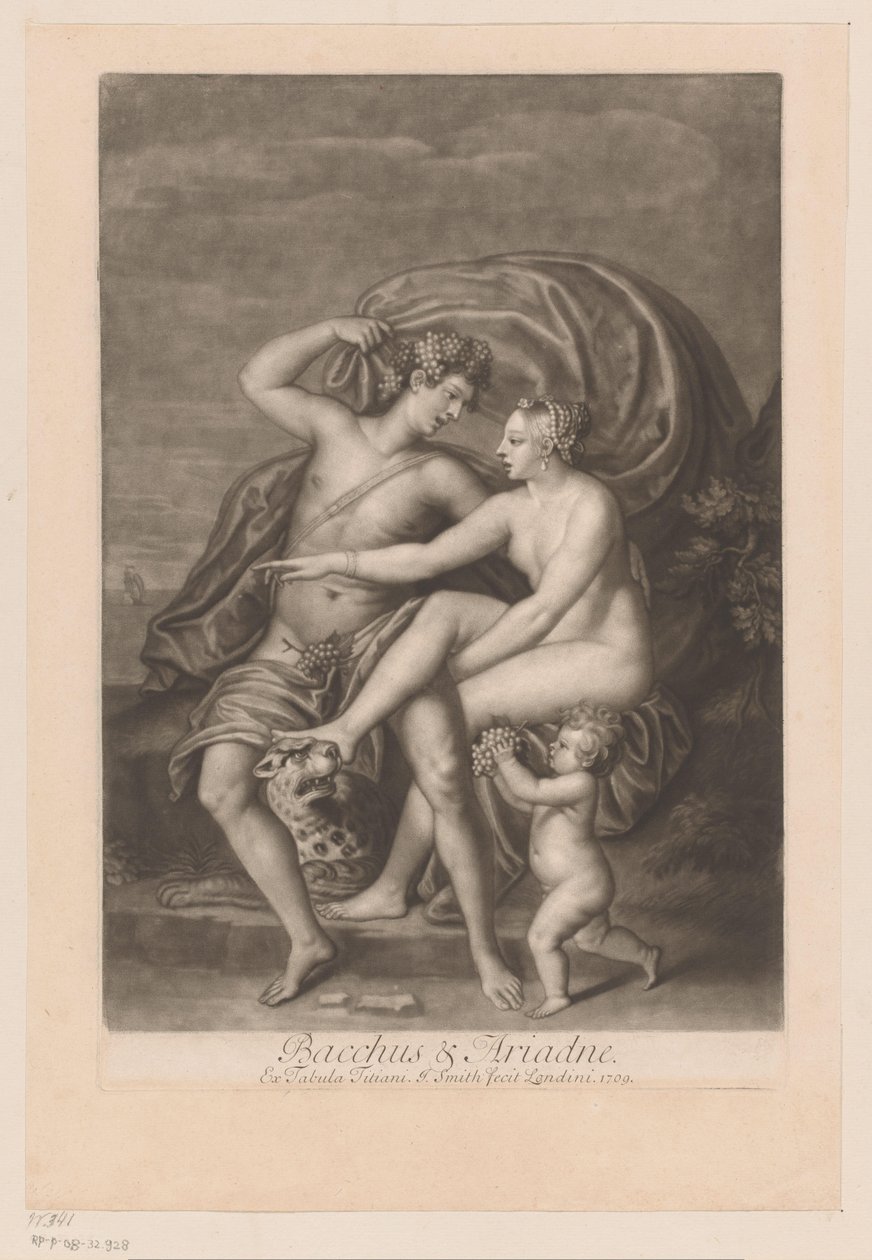 Bakchus najde Ariadnu na Naxu Bacchus a Ariadne (název na objektu) Milostné záležitosti bohů (název série) Loves of the Gods (název série) od John Smith