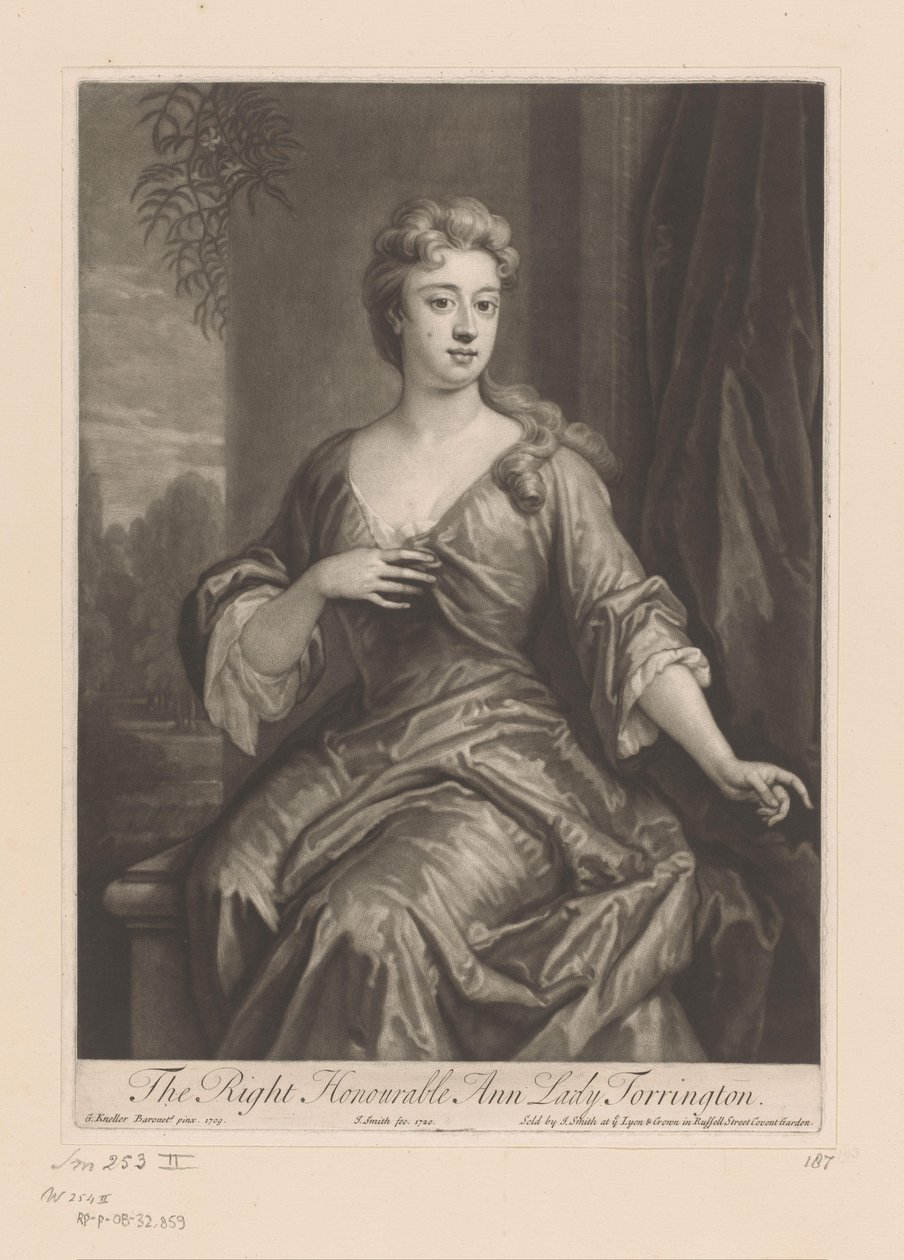 Portrét van Anne Newport Správná ctihodná Ann Lady Torringtonová (titul na předmětu) od John Smith