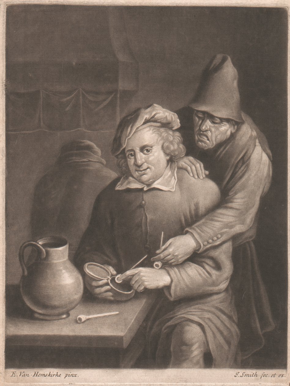 Kuřák sedící u stolu od John Smith