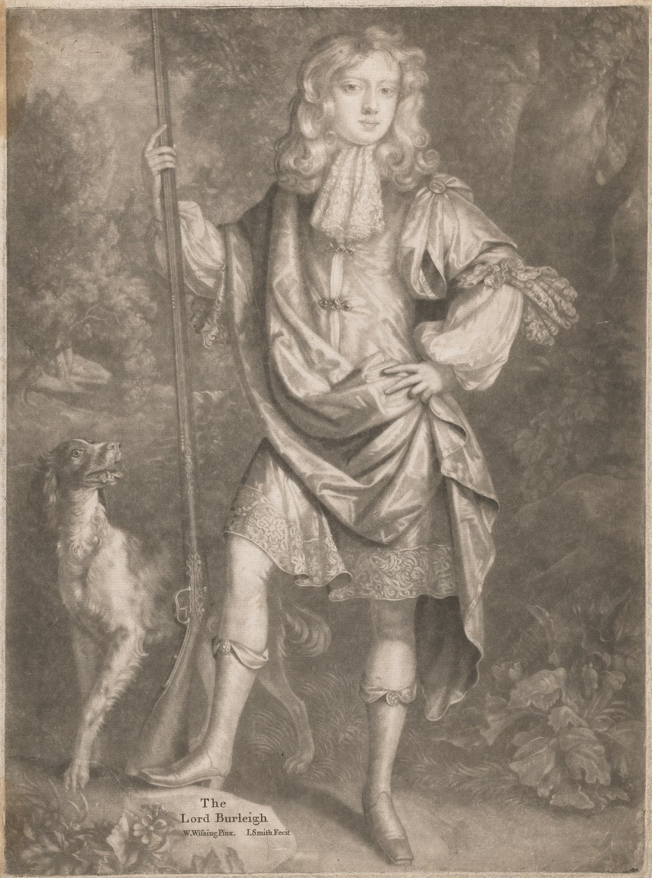 Lord Burleigh [jako mladík, stojící, zbraň v ruce a španěl po boku] od John Smith