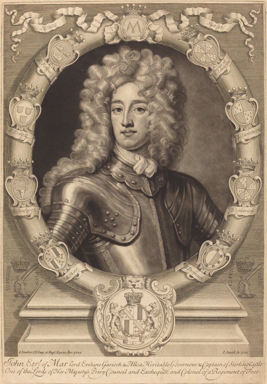 John, hrabě z Mar, lord Erskine od John Smith after Sir Godfrey Kneller