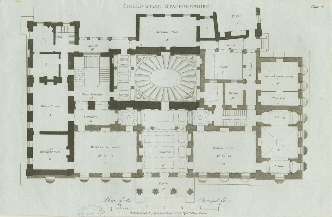 Chillington Hall: rytina od John Soane
