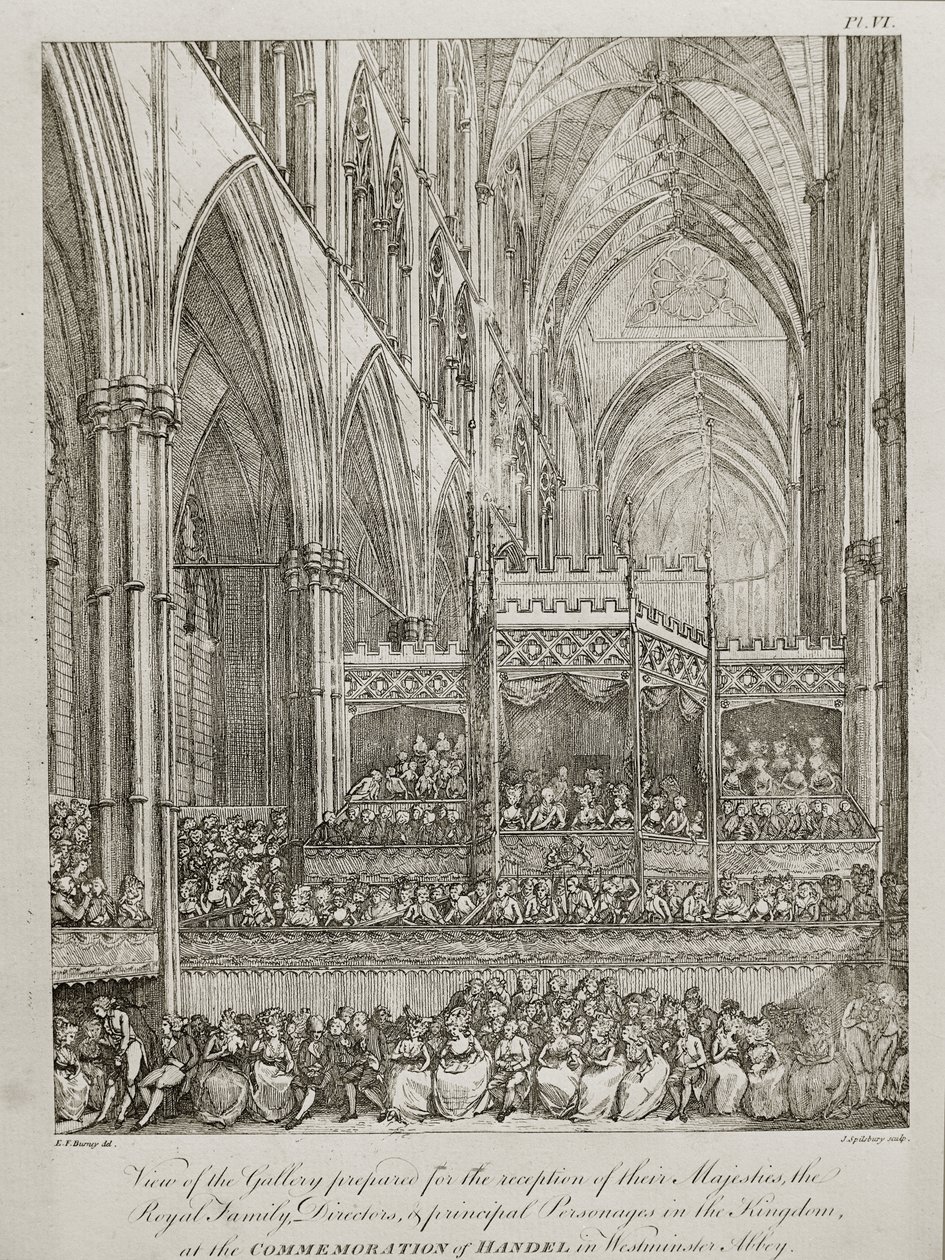 koncert k 25. výročí úmrtí George Fredericka Händela (1685-1759) - Pohled do galerie připravený k přijetí Jejich Veličenstva královské rodiny od John Spilsbury