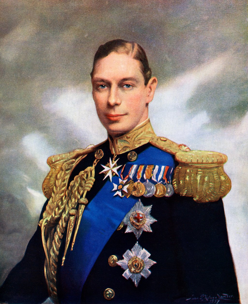 Korunovační portrét krále Jiřího VI v roce 1937 od John St. Helier Lander