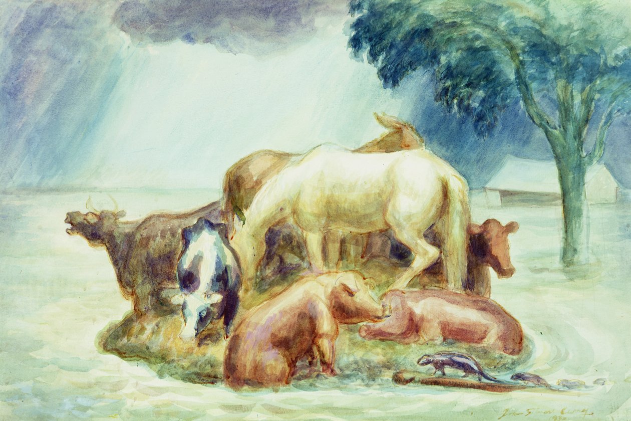 Svatyně, asi 1936 (akvarel na papíře) od John Steuart Curry