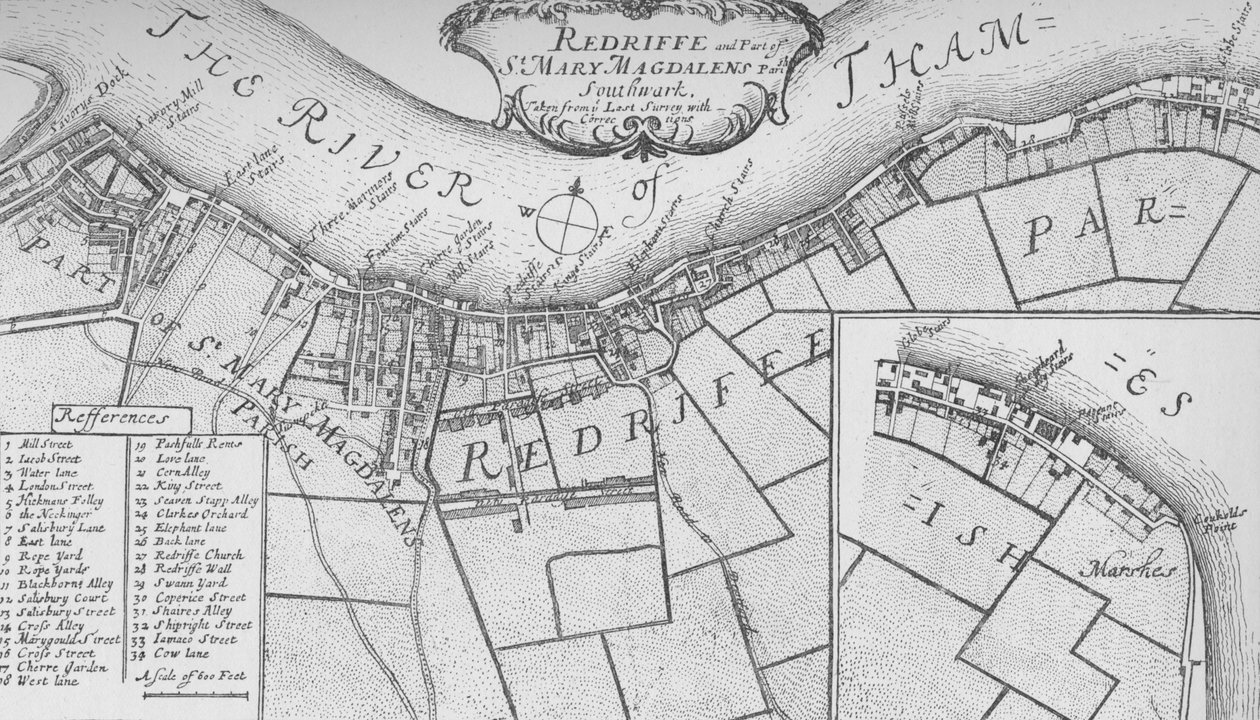 A Plan of Rotherhithe, 1755, 1912. Umělci: Neznámý, John Stow. od John Stow
