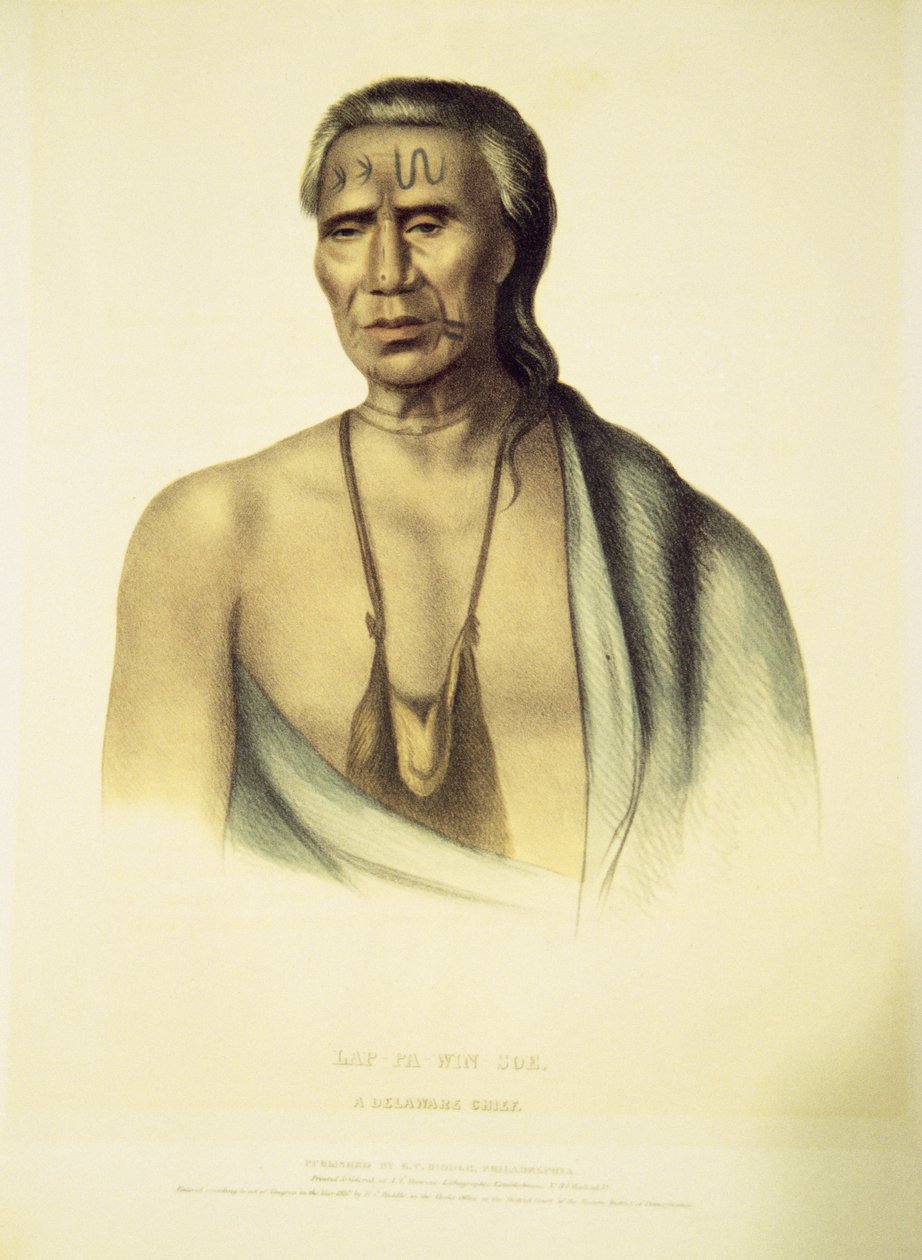 Portrét Lap-pa-win-soe, 1837 (ručně kolorované lito) od John T. Bowen
