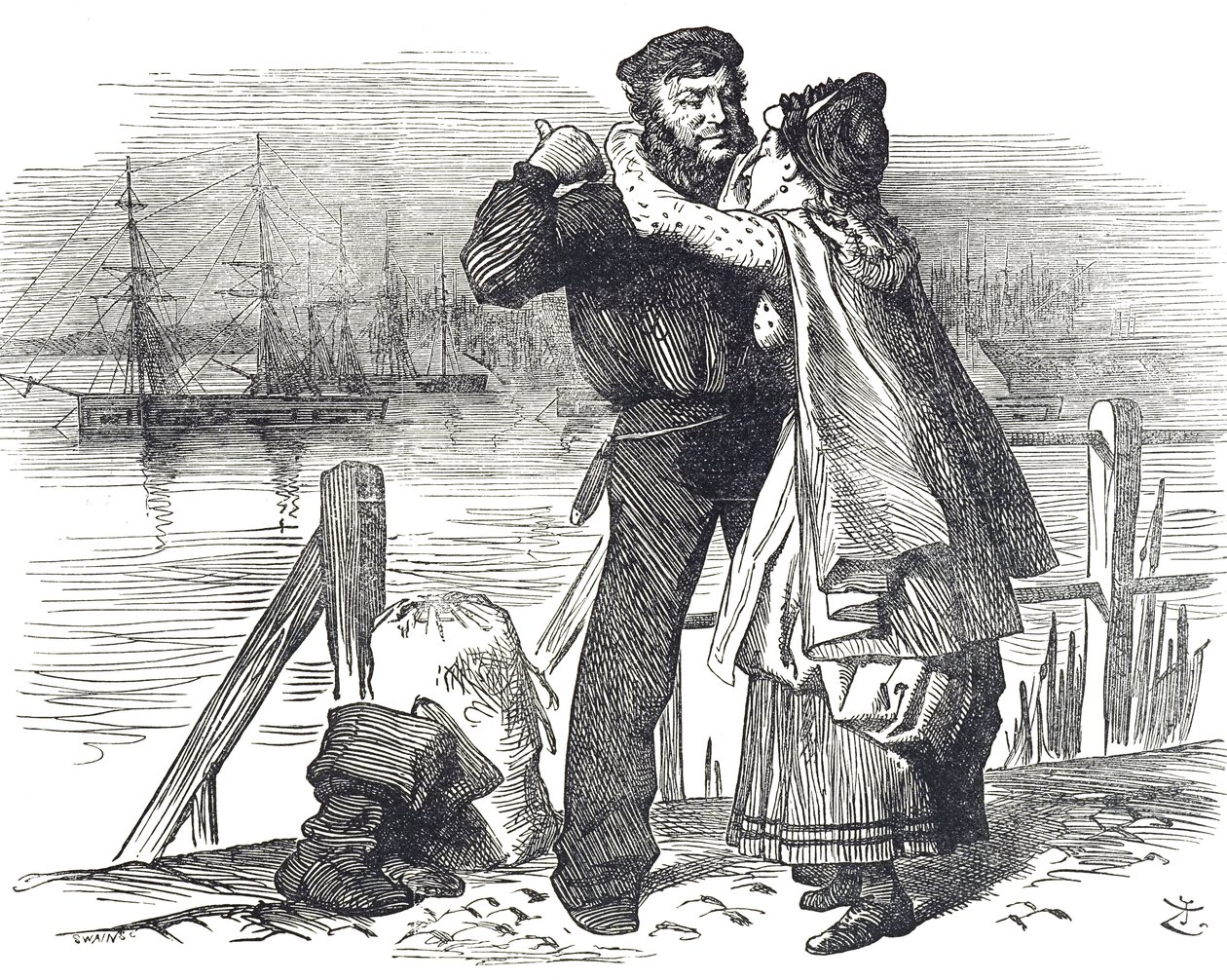 Námořnická pocta Samuelu Plimsollovi (1824-1898), anglickému politikovi a sociálnímu reformátorovi, za práci, kterou odvedl jako poslanec za Derby při zavádění právních předpisů upravujících nakládání a námořní způsobilost obchodních lodí od John Tenniel