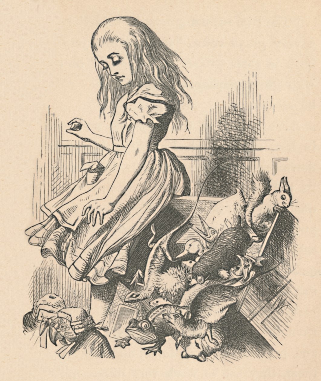 Alice a zvířata. Chaos a soud, 1889 od John Tenniel