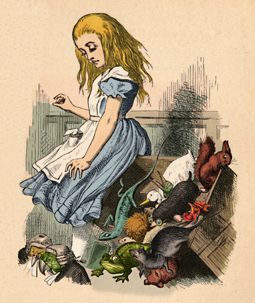 Alice a zvířata. Chaos a soud, 1889 od John Tenniel