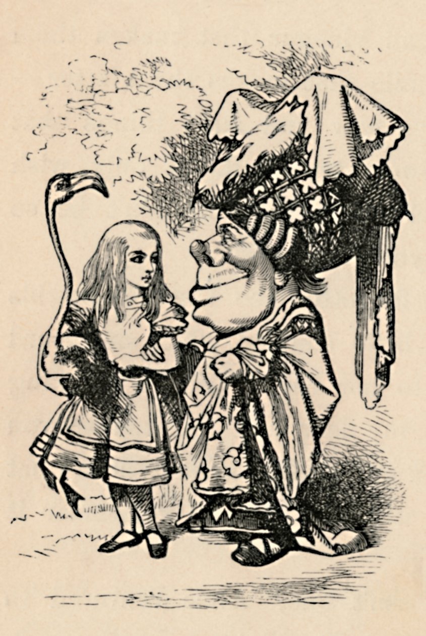Alice nesoucí čápa a mluvit s vévodkyní, 1889 od John Tenniel