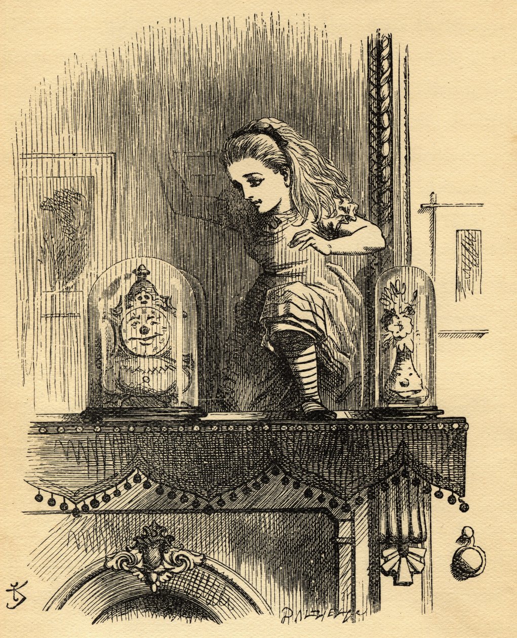 Alice in the Looking Glass House, ilustrace z „Through the Looking Glass“ od Lewise Carrolla (1832-98), poprvé vydaná v roce 1871 od John Tenniel