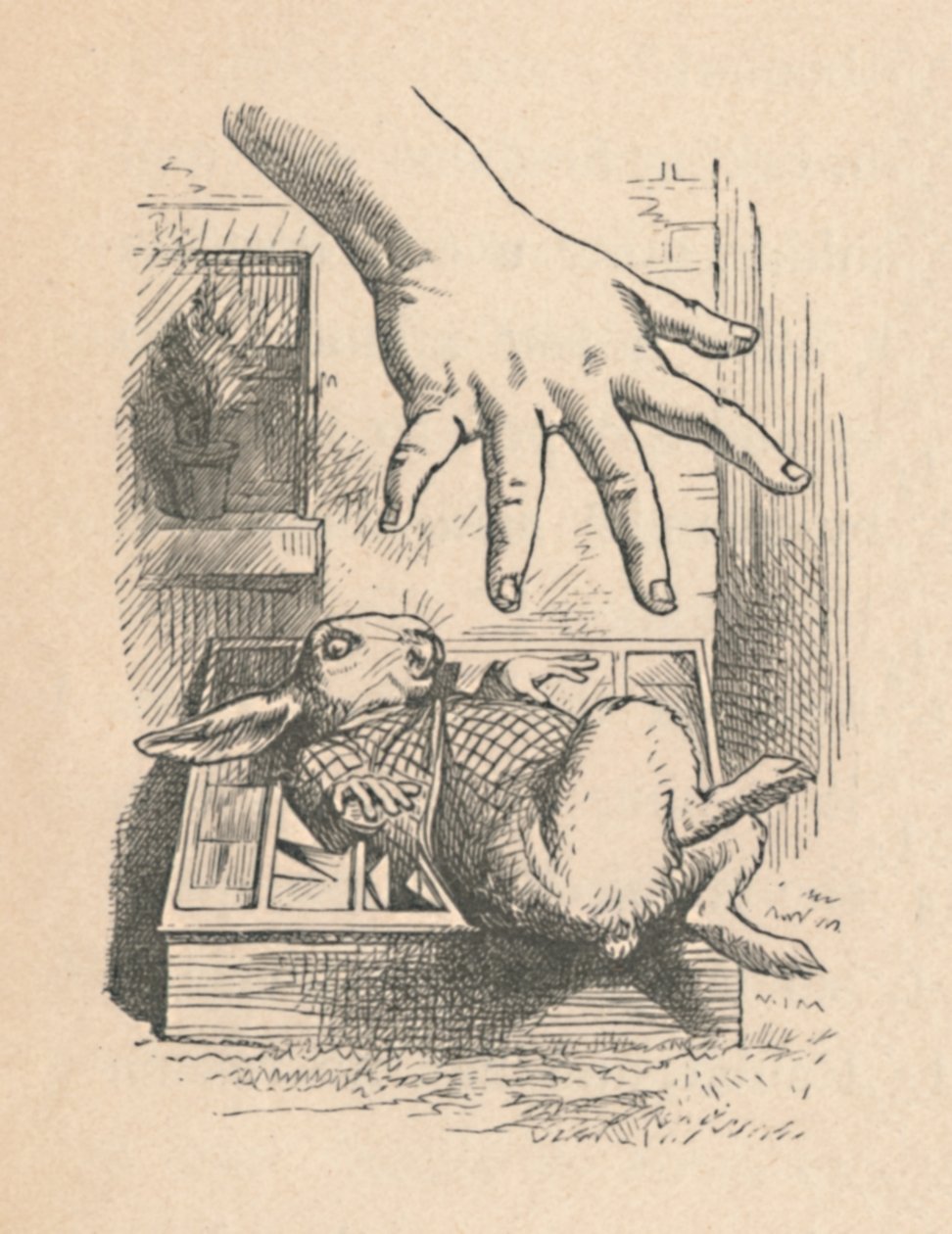 Alice položila ruku na Bílého králíka, 1889 od John Tenniel