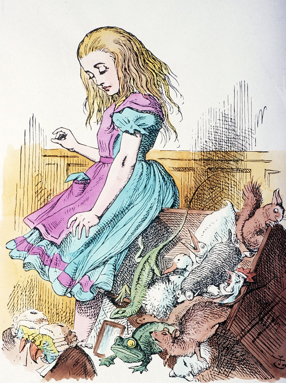 Alice obklopená zvířaty od John Tenniel