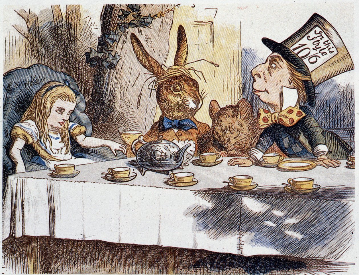 Alice bere "" v bláznech""" - v "Alicina dobrodružství v říši divů a přes zrcadlo" od Lewise Carrolla, ilustrace John Tenniel (1820-1914) od John Tenniel