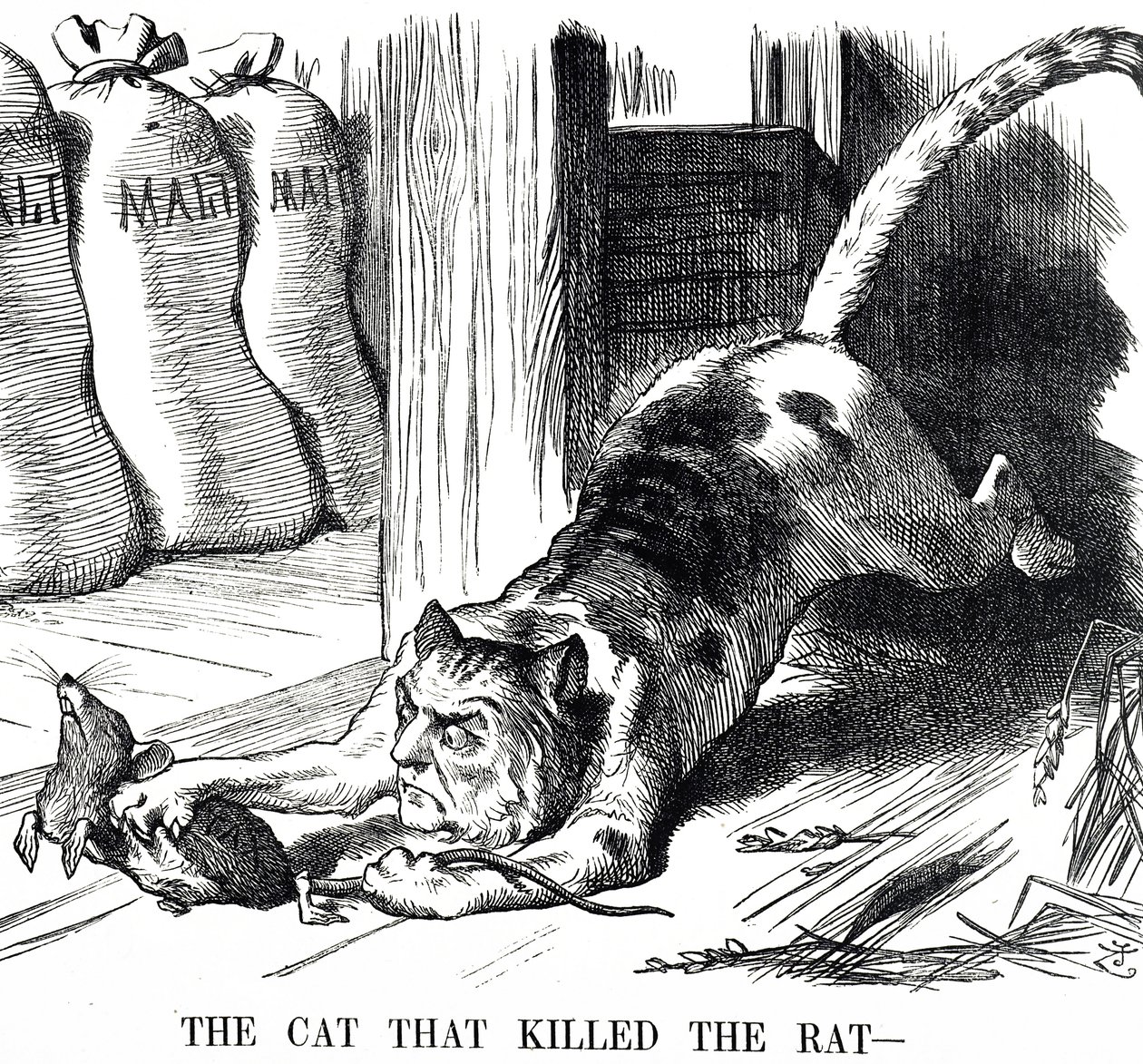Kreslený komentář ke zrušení sladové daně v roce 1880 od John Tenniel